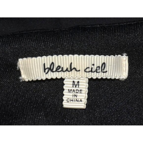 Bleuh Ciel Ladies Black Embroidered Floral Lace Up V-Neck Shift Dress Size M - Picture 8 of 10